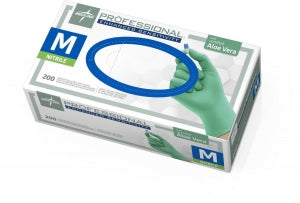 Medline Medline Professional Lightly Textured Aloe Exam Gloves - Professional Powder-Free Thin Nitrile Exam Gloves with Aloe, Size M - PRO31782