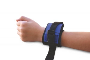 Posey Locking Twice-as-Tough Cuffs - Single-Strap Restraint Cuffs with Lock Strap Attachment and Lock Closure, 46" Long, Wrist, Blue - 2798