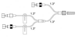 TRIFUSE W/FLL 2 CK VALVES 2 CLAMPS BA - Baby Trifurcated Extension Set with 2 Back Check Valves and 2 Clamps - BTF36