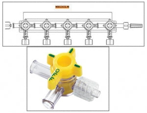 Smiths Medical Large Bore Stopcocks - Manifold Stopcock, 4-Way, 5-Gang, Male Luer Lock - MX4345LM