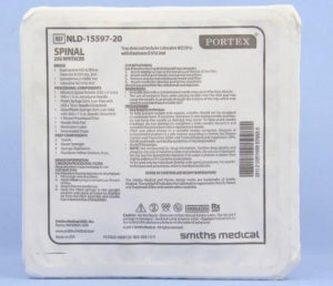 Smiths Medical Pencil Point Spinal Anesthesia Trays - DBM-MBO, TRAY, SPINAL, BUPIVACAINE .75%, DEX - NLD 15597-20