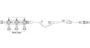 Smiths Medical Standard Bore Extension Sets - Extension Set with SmartSite Valve, High-Flow, 3-Gang Stopcock - SM7223SC