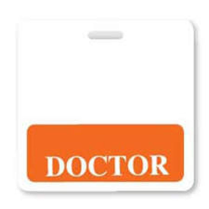 Badge Buddies Card Badge Plastic Doctor 3.0937 X 3 3/8" White With Orange 100 Per Package