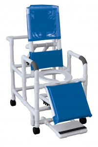 MJM PVC Reclining Shower Chairs with Footrest - Reclining Shower Chair with Elevating Legs, Mesh, Royal Blue - 196