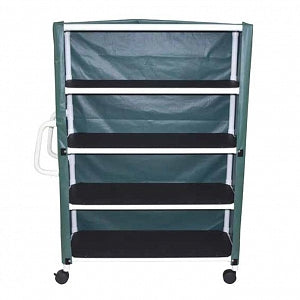 MJM International PVC Linen Carts with Bins - Jumbo Cart with 4 Shelves and Covers, 52.75" x 77" x 20" - 345-4C, ROYAL BLUE MESH