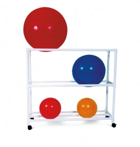 Mjm International PVC Mobile Ball Rack - RACK, BALL, THERAPY, PVC, 64X19X62IN, WHE - 7015