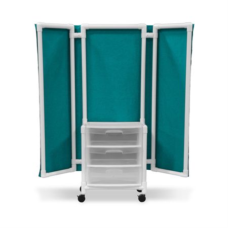 Privacy Screens with Antimicrobial Protection Wheeled with Drawers - 53"H x 68"W x 30"D