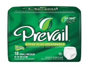 First Quality Products Prevail Incontinence Underwear - Prevail Unisex Protective Underwear, Maximum Absorbency, Size S / M, 34" to 46" Waist, 4 Bags of 19 - PVS-512