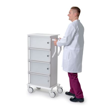 Pharmacy Cart 24.5"W x 15"D x 48"H 4 Cabinet Doors - Key Locks