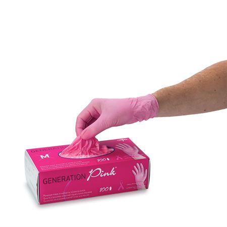 Pink 3G Vinyl Gloves Medium