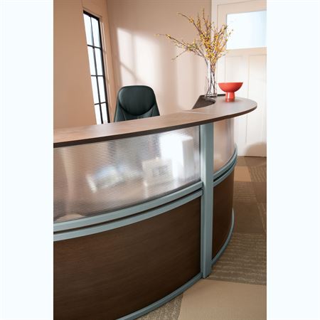 Plexi Reception Desk 1-Unit Curved - 72"W x 32"D x 45.5"H