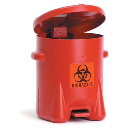 Polyethylene Biohazard Can 6gal - 13.5"W x 16.5"D x 16"H