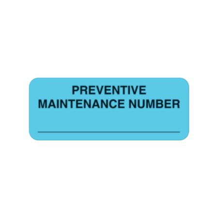 Preventative Maintenance Labels Preventive Maintenance Number" - Light Blue - 2.25"W x 0.88"H