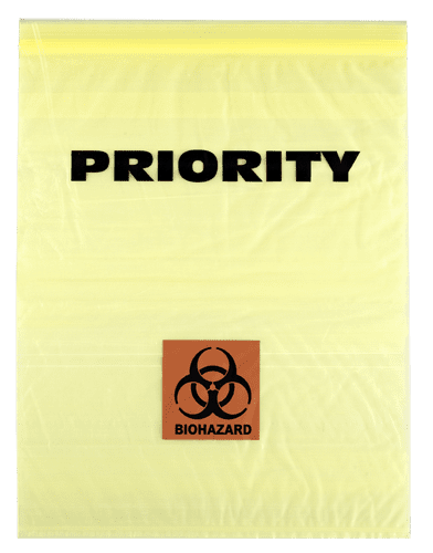 Biohazard Specimen Bag, 3-Wall, Reclosable, 12" x 15"