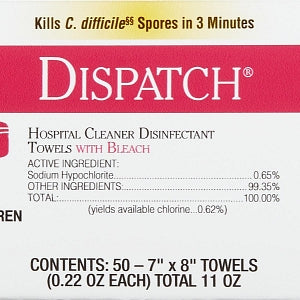 Clorox Dispatch Hospital Disinfectant Towels with Bleach - Dispatch Bleach Wipes, Individual, 7" x 8" - 158-69101