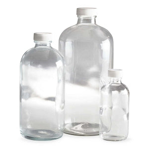 Qorpak ValuLine Clear Boston Round Bottles with PP F217/PTFE Lined Cap - BOTTLE, BOSTON RND, PTFE CAP, CLR, 32OZ - 239202