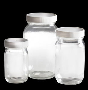 Qorpak ValuLine Clear Standard Wide Bottles with PP F217/PTFE Lined Cap - BOTTLE, STD WM, PE FOAM CAP, CLR, 32OZ - 241205