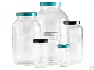 Qorpak Clear Glass Standard Wide Mouth Bottles No Cap - BOTTLE, 16 OZ, CLEAR, WIDE, 63-400PP CAP - 260713