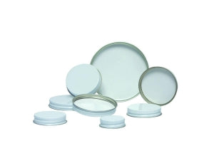 Qorpak Pulp / Polyethylene Lined Metal Caps - White Metal Pulp / Polyethylene Lined Cap for 28-400 Neck, Bulk - CAP-00435