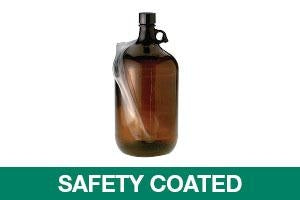 Qorpak Safety Coated Amber Jugs - Safety Coated Glass Jug with 38-430 Neck Finish, Amber, 135 oz. - GLA-00961