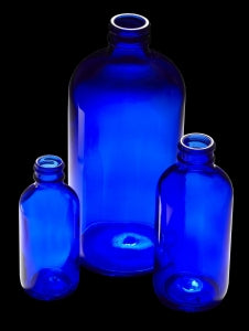 Qorpak Cobalt Blue Boston Round Bottles - BTL, BSTN RND, 20-400 NCK, COBALT BLUE, 1OZ - GLA-06166