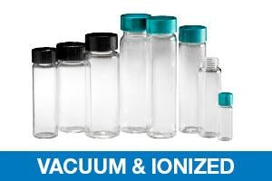 Qorpak Vacuum / Ionized Clear Borosilicate Screw Vials with Caps - Vacuum and Ionized Borosilicate Glass Sample Vial with PolyCone-Lined Cap, Clear, 4 dr. - GLC-00996