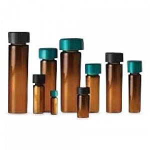 Qorpak Amber Screw Thread Vials with Thermoset F217/PTFE Cap - VIAL, SAMPLE, PTFE LINED CAP, AMB, 5DRAM - GLC-01056