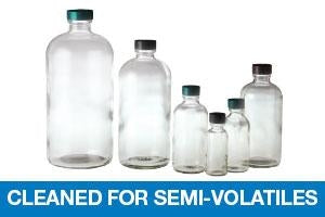 Qorpak Clear Boston Rounds BTLS Cleaned Semi-Volatiles W / Caps - BOTTLE, BSTN RND, PTFE DSC CP, CLR, 16OZ, S3 - GLC-01177