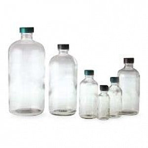 Qorpak Ultra-Clean Clear Boston Round Bottles - BOTTLE, BOSTON RND, PTFE CAP, CLR, 16OZ, UC - GLC-01187