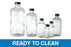 Qorpak Ready-to-Clean Clear Boston Bottles with PP Cap / PTFE Disc - Boston Round Bottle with PTFE Disc and Polypropylene Cap, Clear, 32 oz. - GLC-01211