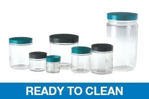 Qorpak Ready-to-Clean Clear Straight Round Bottles with PP Cap / PTFE Disc - Straight Round Bottle with PTFE Disc and Polypropylene Cap, Clear, 1 oz. - GLC-01582