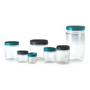 Qorpak Vacuum / Ionized STRT Round Jars W/Phenolic Solid PE Cap - BOTTLE, STRAIGHT RND, PE CAP, CLR, 32OZ, V&I - GLC-01727