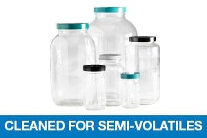 Qorpak Clear Glass Standard Wide BTLS Cleaned Semi-Volatiles - BOTTLE, STD WM, PTFE DISC CAP, CLR, 4OZ, S3 - GLC-01737