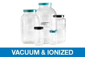 Qorpak Vacuum / Ionized Clear Standard Wide Bottles with Thermoset Cap - Vacuum and Ionized Standard Wide Mouth Bottle with PTFE-Lined Cap, Clear, 128 oz. - GLC-01885