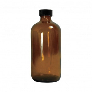 Qorpak Vacuum / Ionized Amber Boston Round Bottles with Phenolic PolyCone - Vacuum and Ionized Boston Round Bottle with PolyCone-Lined Camp, Amber, 32 oz. - GLC-02011