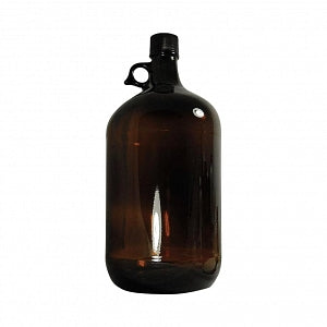 Qorpak Amber Glass Jugs - Amber Glass Jug with Black Phenolic Rubber Lined Cap Attached, 128 oz., 38-400 Neck Finish - GLC-02046