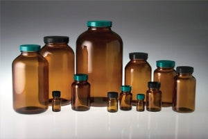 Qorpak Amber Wide Packer BTLS W/Thermoset F217/PTFE Lined Cap - BOTTLE, PACKER, WM, PTFE CAP, AMBER, 500ML - GLC-02135