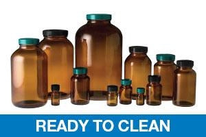 Qorpak Ready-to-Clean Amber Wide Packer Bottles with PP Cap / PTFE Disc - Wide Mouth Packer Bottle with PTFE Disc and Polypropylene Cap, Amber, 4 oz. - GLC-02185