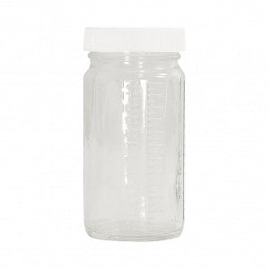 Qorpak Clear Grad MED RND Bottles with PP SturdeeSeal PE Foam Cap - BOTTLE, BOTTLE BEAKER, PE FOAM CP, CLR, 4OZ - GLC-05089