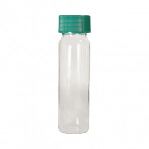 Qorpak Vacuum / Ionized Clear Borosilicate Screw Vials with Caps - Vacuum and Ionized Borosilicate Glass Sample Vial with PTFE-Lined Cap, Clear, 1 dr. - GLC-05185