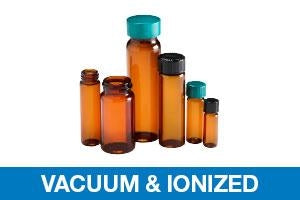 Qorpak Vacuum / Ionized Amber Borosilicate Screw Vials with Caps - Vacuum and Ionized Borosilicate Glass Sample Vial with PTFE-Lined Cap, Amber, 2 dr. - GLC-06030