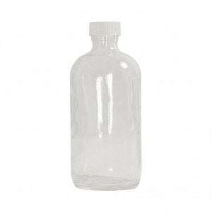 Qorpak Clear Boston RND BTLS W/PP Hole Cap / PTFE / Silicone Septa - BOTTLE, BOSTON RND, F1410 CAP, CLR, 16OZ - GLC-06414