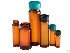 Qorpak Amber Screw Thread Vials - VIAL, AMBER, 2DRAM, 15-425 PTFE ATTACH CAP - GLC-06788