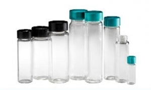 Qorpak Vacuum / Ionized Clear Borosilicate Screw Vials with Caps - Vacuum and Ionized Borosilicate Glass Sample Vial with PTFE-Lined Cap, Clear, 5 dr. - GLC-09126