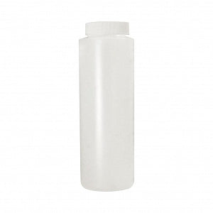 Qorpak HDPE Wide Cylinder Bottles with PP SturdeeSeal PE Cap - BOTTLE, HDPE CYLINDER, PE FOAM CAP, NAT, 8OZ - PLC-03417