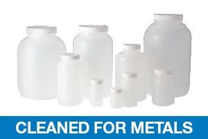 Qorpak Wide Mouth Round HDPE Bottles KaptClean for Metals - HDPE Wide Mouth Round Bottle with PE Foam-Lined Cap, Grade M3, Natural, 4 oz. - PLC-03645