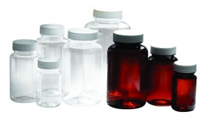 Qorpak Oil Analysis Packer Bottles - BOTTLE, PET PACKER, PE FOAM CAP, CLR, 4OZ - PLC-06996