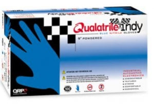 QRP Gloves Qualatrile Indy Nitrile Powder Free Ambi Gloves - 9" Long Powder-Free 4 Mil Blue Nitrile Industrial Gloves, Size M - BQY09M