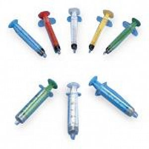 DeRoyal Colored Piston Syringes - Colored Piston Syringe with Male Luer Lock, 10 cc, Red - 77-400100