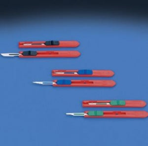 DeRoyal Retractable Safety Scalpels - Disposable Safety Scalpel with Black Slider, Retractable, Sterile, #10 - D4510